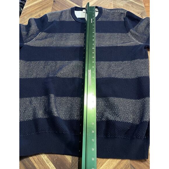 Lacoste Sweater Colorblock Stripe Mesh Overlay Crewneck Mens Large - Picture 6 of 7